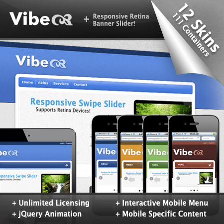 Vibe Premium 12 Colors // Retina Banner Slider // Responsive // Mobile Specific Content